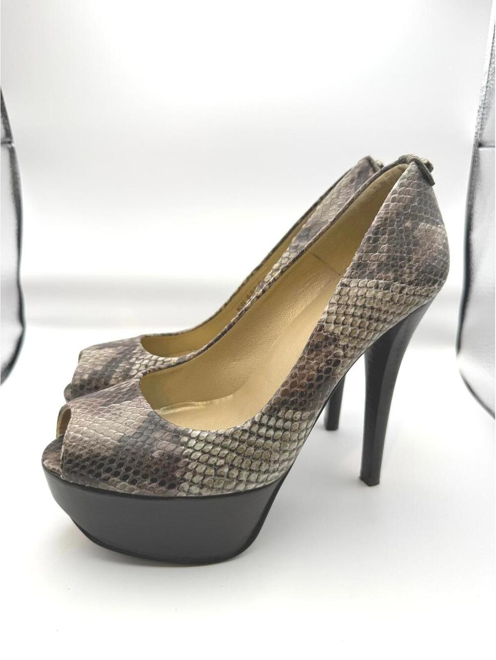 Stuart Weitzman Women's Snake Print Peep Toe Platform Heels Size 6